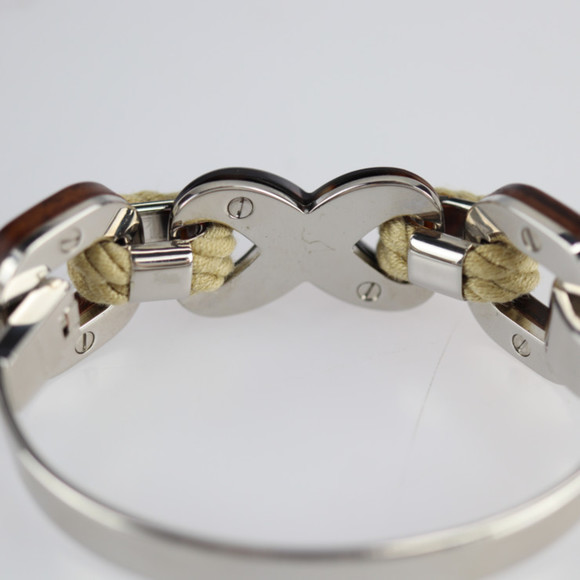 LOUIS VUITTON Bracelet Metal Wood Plastic Silver Brown Series Rope Motif - Picture 5 of 8